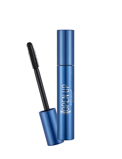 Rímel azul metálico à prova de água com aplicador preto