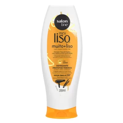 Frasco de produto para cabelo Salon Line meu liso muito+ liso 200ml com tampa amarela