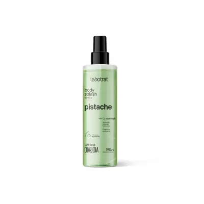Frasco verde transparente de body splash corporal pistache com pulverizador preto.