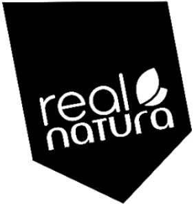 Logótipo real natura branco sobre fundo preto