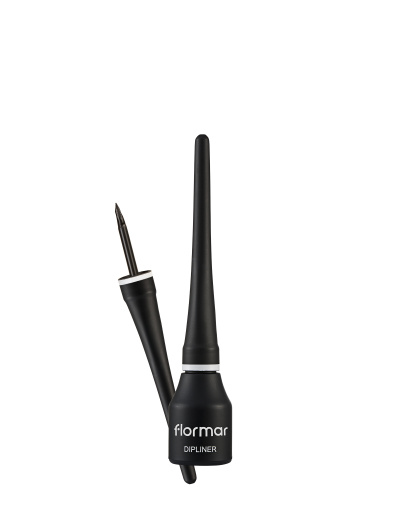 Delineador líquido preto Flormar com aplicador fino e tampa longa