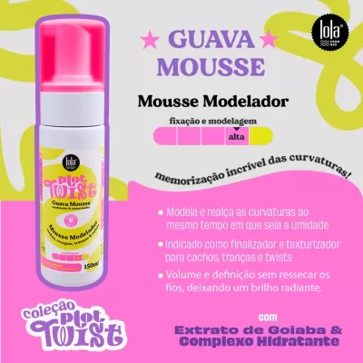Mousse modelador Guava Mousse da Lola Cosmetics com fundo rosa