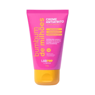Creme antiatrito bum bum de milhoês embalagem rosa e amarelo