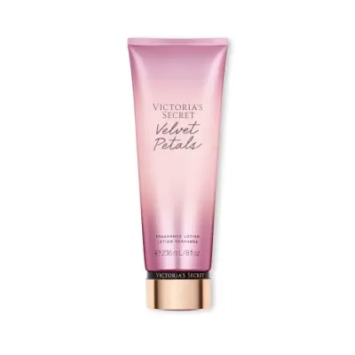 Frasco de loção perfumada Victorias Secret Velvet Petals rosa com tampa dourada