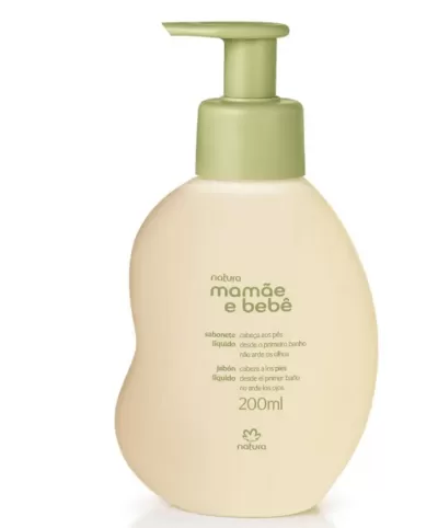 Frasco sabonete líquido mamãe e bebê natura 200ml com tampa verde claro