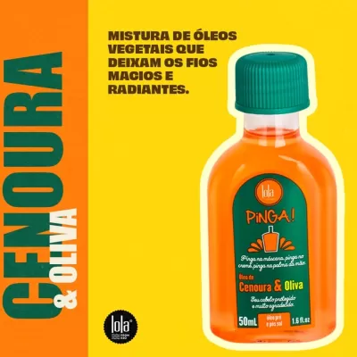 Frasco pequeno de óleo vegetal Cenoura & Oliva com rótulo verde e tampa verde