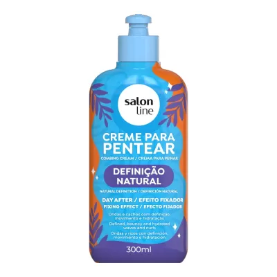 Frasco azul e laranja de creme para pentear Salon Line Definição Natural 300ml