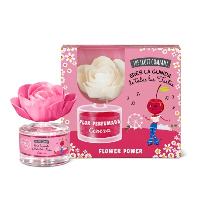 Difusor com flor perfumada em vidro e embalagem rosa colorida