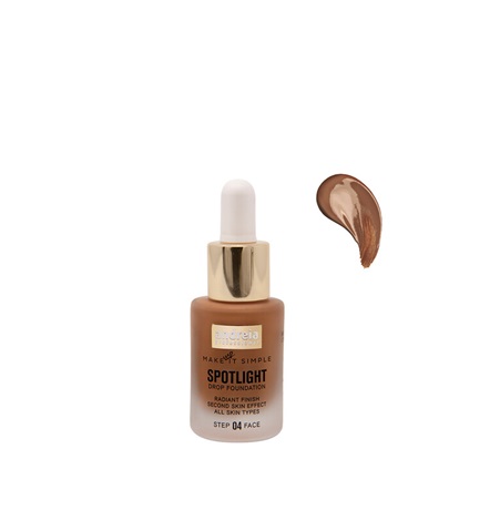 Spotlight Drop Foundation Base Líquida Andreia - 05 Warm Chocolate Frasco de base líquida para rosto com conta-gotas e tampa dourada