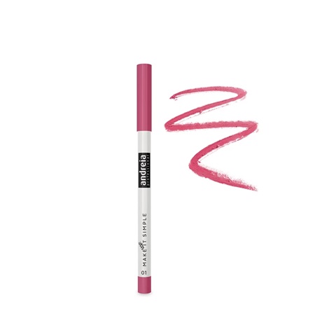 Perfect Definition Lip Liner Andreia - 01 Lápis de maquilhagem rosa da marca andreia com traço colorido ao lado