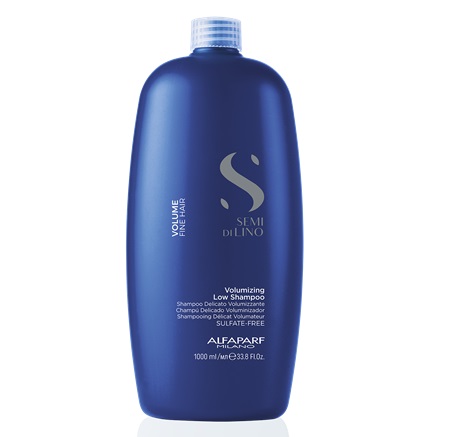 Shampoo Volume Volumizing Semi di Lino Alfaparf 1000ml Frasco azul escuro de champô volumizador Alfaparf Semi Di Lino