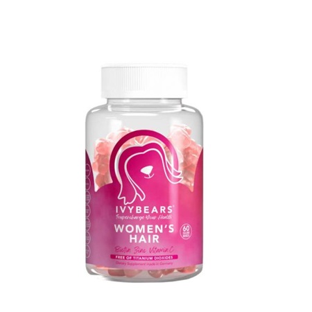 Ivybears Women Hair Vitamins - 60 Gomas Frasco de vidro com gomas ursinho cor de rosa para cabelo de mulher