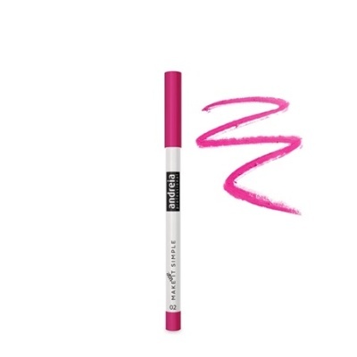 Lápis de lábios rosa com tampa e texto na etiqueta preta