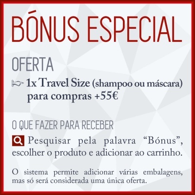 Texto promocional sobre oferta de Travel Size para compras superiores a 55 euros