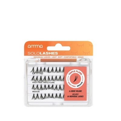 Estojo de pestanas individuais Karma Solo Lashes Medium com rótulo laranja