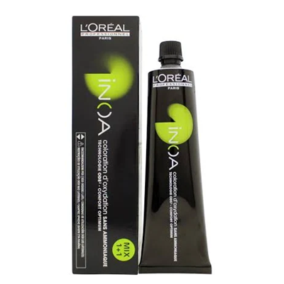 Tubo e caixa do produto L'Oréal Inoa coloração sem amoníaco