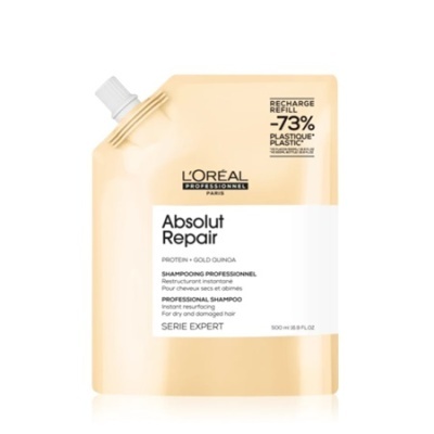 Refil de champô L'Oréal Absolut Repair cor bege claro com texto preto e branco