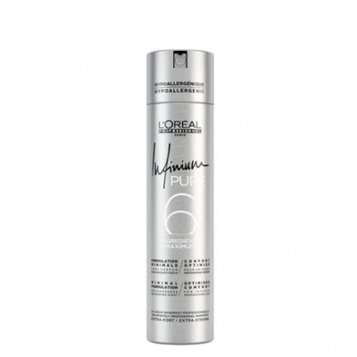 Frasco prateado com rótulo L'Oréal Infinium PURE 6