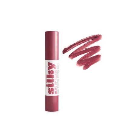 Batom tipo caneta rosa avermelhado com traço da cor ao lado