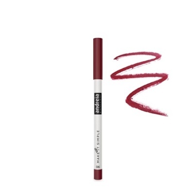 Lápis de lábios bordô Andreia com riscado da cor ao lado
