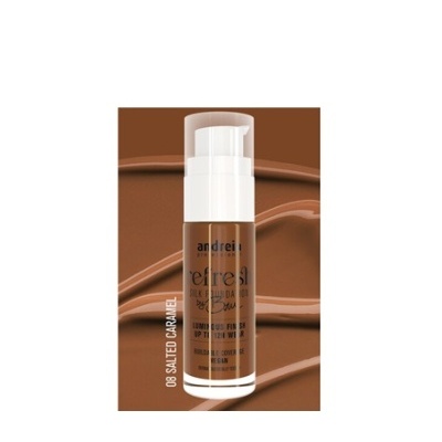 Frasco de base líquida castanha Andreia Profeshionals com tampa branca