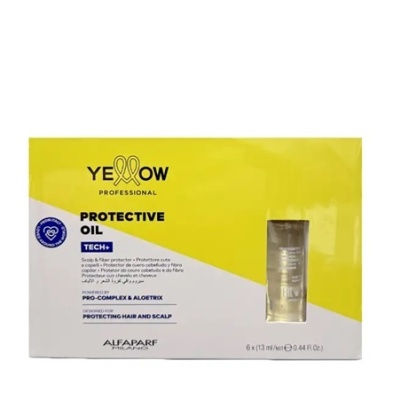 Frasco pequeno de óleo protetor Yellow Professional em embalagem amarela e branca.