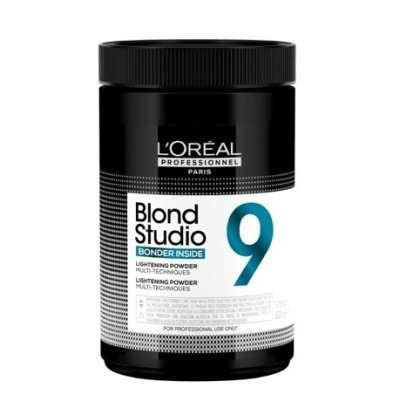 Frasco preto com pó descolorante LOréal Blond Studio