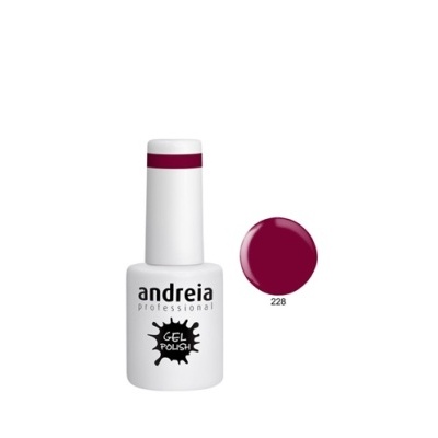 Frasco de verniz gel branco com amostra de cor vinho escuro