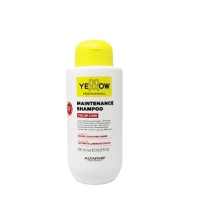 Frasco branco de shampoo Yellow Professional com tampa amarela