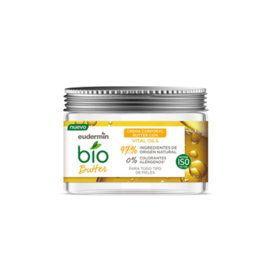 Frasco de creme corporal Eudermin bio Butter com vital oils