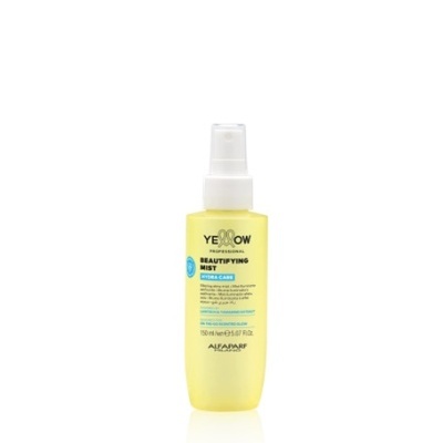 Frasco amarelo de spray ALFAPARF Yellow Professional Beautifying Mist Hydra Care