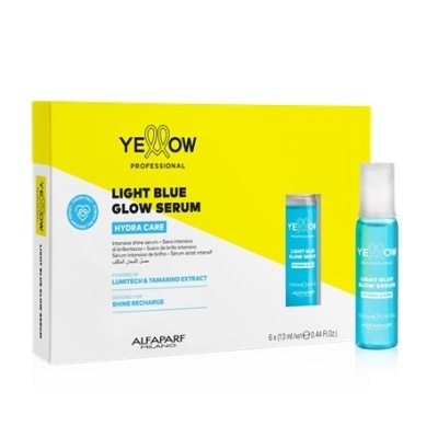 Caixa de 6 frascos azuis de sérum Light Blue Glow Serum da Yellow Professional