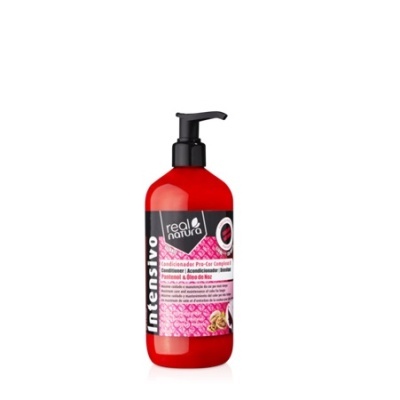 Frasco vermelho de condicionador Pro-Cor Cachos Intensivo com doseador preto