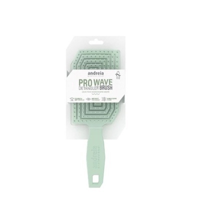 Escova desembaraçadora verde claro pro wave andreia com embalagem branca.