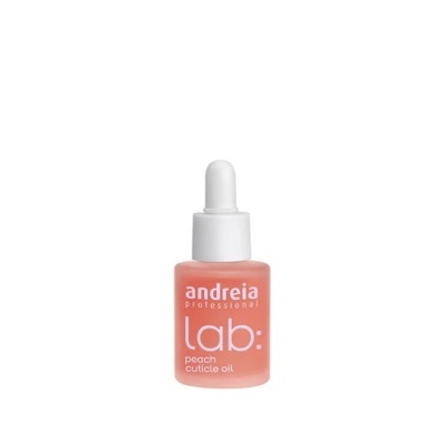Frasco de óleo para cutículas Andreia Professional Lab em vidro rosa com conta-gotas branco