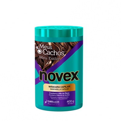 Máscara capilar Novex Meus Cachos Meu Estilo embalagem azul turquesa 400 g