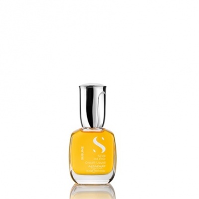 Frasco de óleo para cutículas amarelo com tampa prateada e texto branco