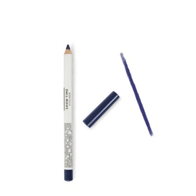 Lápis de olhos branco com tampa azul escura e traço azul