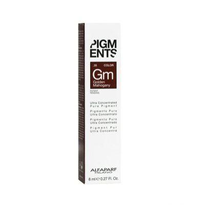 Embalagem branca e castanha de pigmentos para cabelo Alfaparf Milano Golden Mahogany