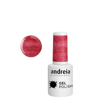 Esmalte de gel vermelho com brilho da Andreia Professional em embalagem branca