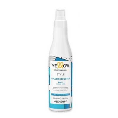 Frasco branco de produto capilar Yellow Professional em fundo branco