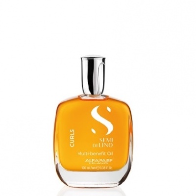 Frasco de óleo capilar laranja da Alfaparf com tampa prateada