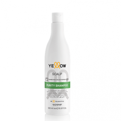 Frasco branco de champô Yellow Scalp Purity Shampoo 500 ml