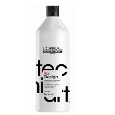 Frasco branco com tampa preta spray L'Oréal Tecni Art Fix Design