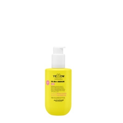 Frasco amarelo de sérum capilar Yellow com tampa branca de bomba