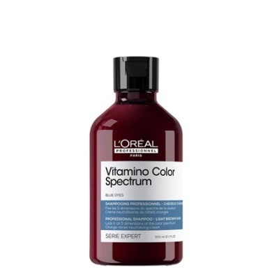 Frasco de champô L'Oréal Vitamino Color Spectrum vinho com etiqueta branca