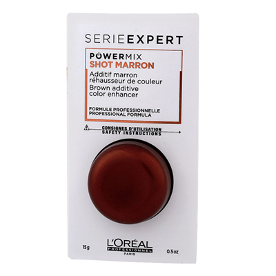 Embalagem branca com frasco redondo de produto marrom e texto informativo da L'Oréal