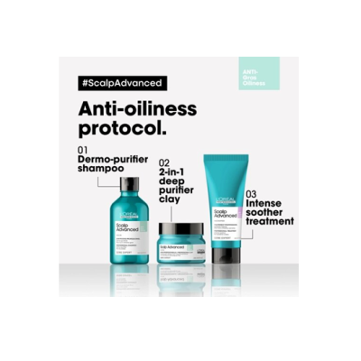 Conjunto de três produtos L'Oréal Scalp Advanced para controlo da oleosidade