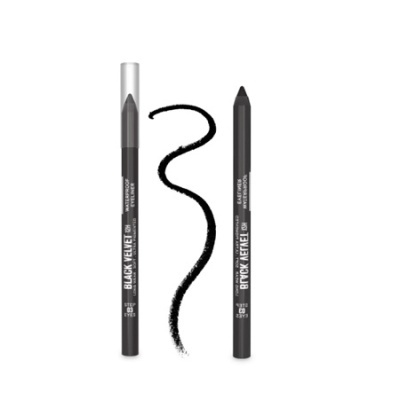 Duas canetas de olhos tipo eyeliner preto com tampa transparente e linha desenhada ao centro