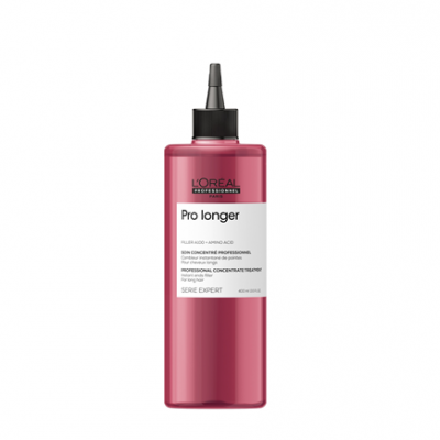 Frasco rosa com tampa preta de produto L'Oreal Pro Longer